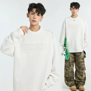 black to vibe薛之谦同款钢印工艺长袖 男内搭打底衫圆领学生外套