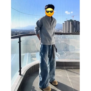 rimo王安宇同款开衫毛衣男款冬季加厚双拉链针织衫美式慵懒风外套