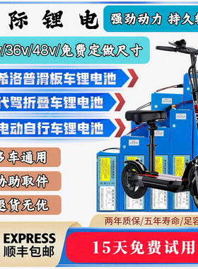 电动滑板车36v48v15ah锂电池适用阿尔郎希洛普折叠代驾自行车电瓶