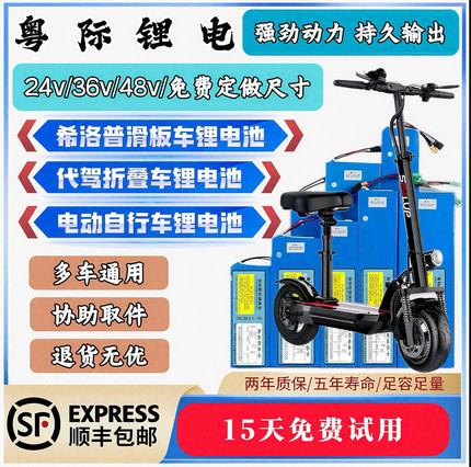 电动滑板车36v48v15ah锂电池适用阿尔郎希洛普折叠代驾自行车电瓶