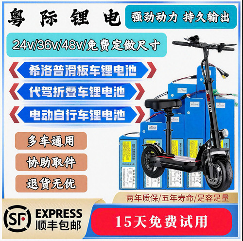 电动滑板车36v48v15ah锂电池适用阿尔郎希洛普折叠代驾自行车电瓶