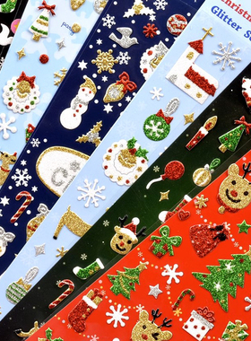 圣诞节贴纸装饰儿童卡通泡泡素材窗贴咕卡立体贴画3D幼儿园奖励小朋友礼品礼物防水粘贴圣诞树老人脸上图案贴