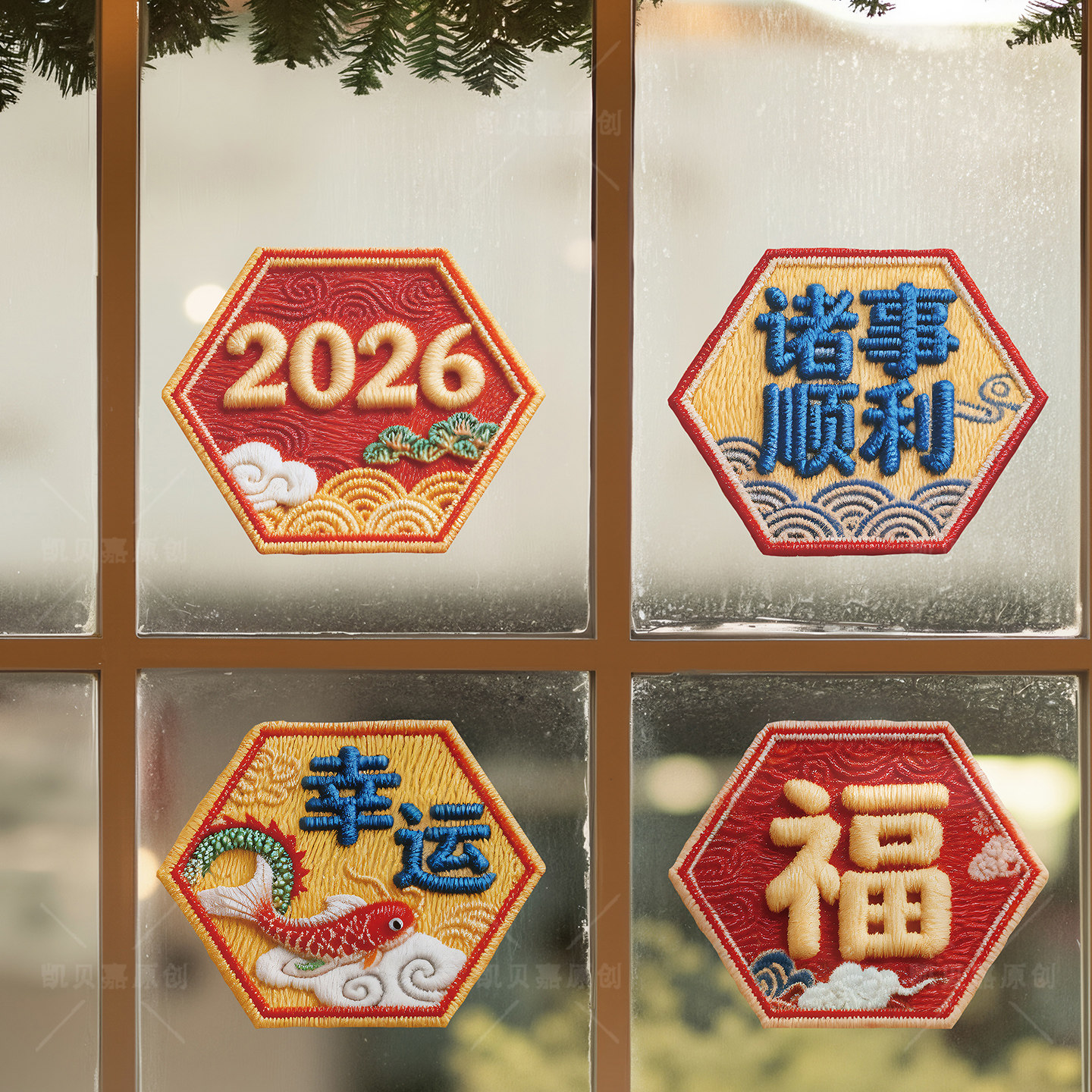 凯贝嘉2026新年装饰祝福贴画客厅门窗玻璃贴纸静电过年氛围布置,家居饰品,玻璃膜/贴,淘宝优惠券,粉丝福利购,淘宝优惠卷