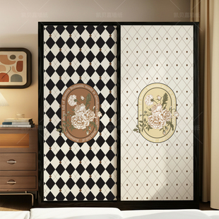 法式复古衣柜门翻新贴纸卧室布置遮丑改造墙纸玻璃推拉门装饰贴画
