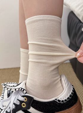 初春百搭无骨月子袜小腿袜棉休闲堆堆袜少女ins纯色长袜子灰色系