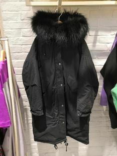 米蔻百家好冬装新款中长款连帽大毛领鹅绒女式羽绒服外套HSGD728A