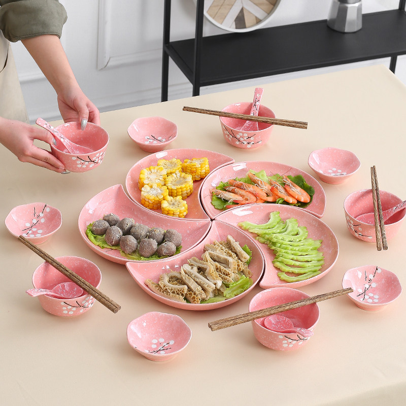 网红月亮盘子拼盘组合套装餐具月牙创意陶瓷菜盘团圆小拼盘菜盘子