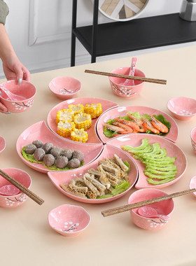 网红月亮盘子拼盘组合套装餐具月牙创意陶瓷菜盘团圆小拼盘菜盘子