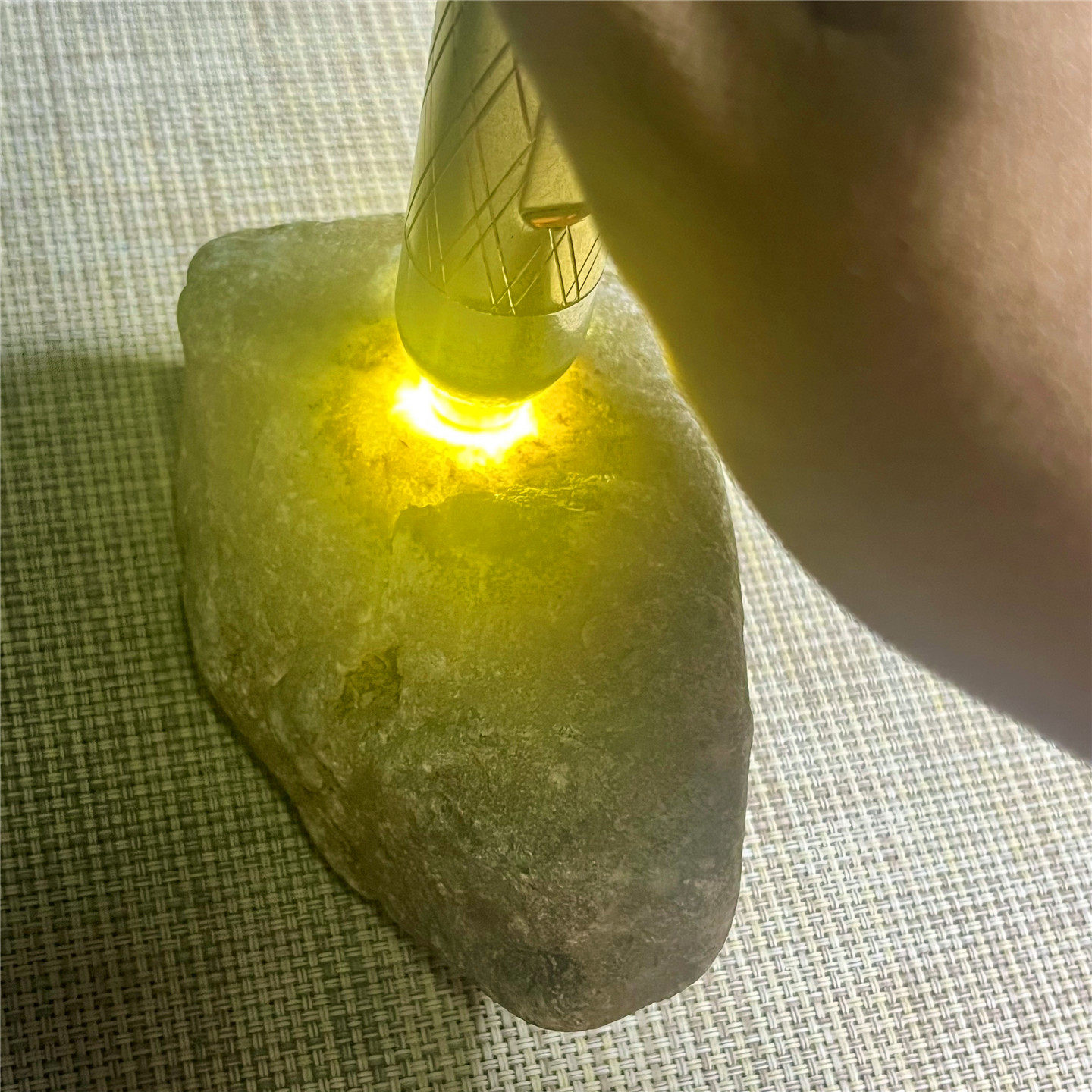 天然老坑翡翠玉石木那敞口皮壳紧凑种水透开有雾层有荧光化感十足