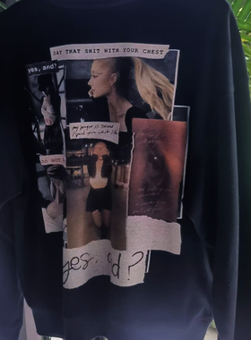 A妹ArianaGrande周边圆领卫衣十周年纪念版碳素磨毛所有我的爱