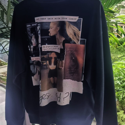 A妹ArianaGrande周边圆领卫衣十周年纪念版碳素磨毛所有我的爱