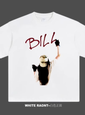 【ABCMJ】自制原创碧梨BILLIE WAS HERE美式重磅纯棉宽松T恤短袖