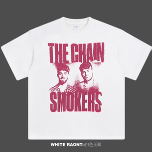 【ABCMJ】The Chainsmokers烟鬼乐队周边 美式重磅小领口纯棉短袖