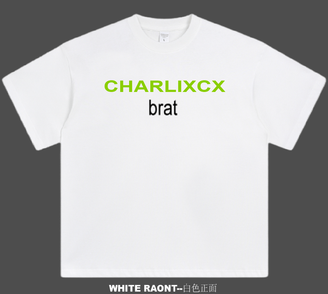 【ABCMJ】原创charlixcx brat专辑声波海报美式重磅宽松纯棉T恤