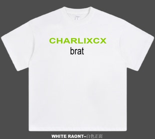 【ABCMJ】自制charlixcx brat专辑声波海报美式重磅宽松纯棉T恤