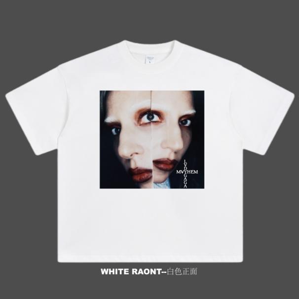 【ABCMJ】自制Lady gaga周边新专MAYHEM 同款重磅纯棉宽松短袖