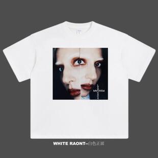 【ABCMJ】自制Lady gaga周边新专MAYHEM 同款重磅纯棉宽松短袖