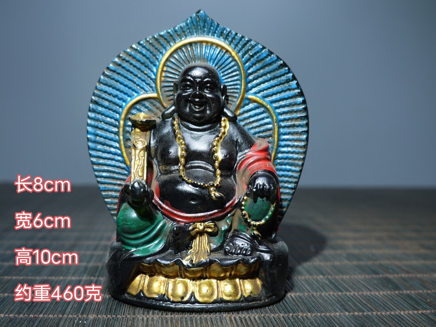 古玩收藏老货旧藏彩绘琉璃双面弥勒佛像摆件家居装饰品客厅摆设