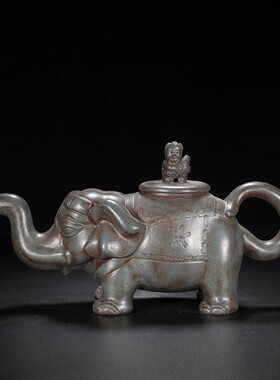 宜兴老紫砂壶万象更新大象壶名家全手工制作原矿绿泥茶壶