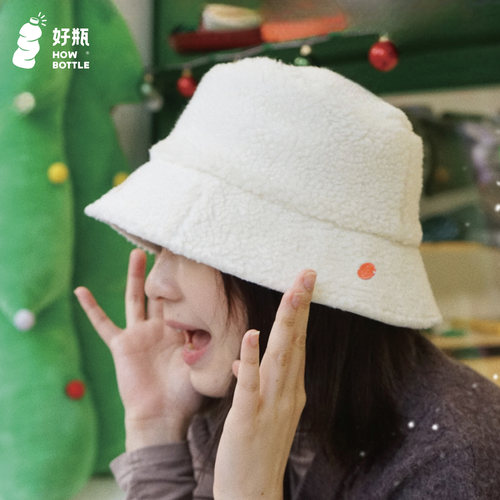 好瓶双面显瘦渔夫帽冬天可爱圣诞