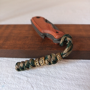 原创手工石头纹编织伞绳黄铜挂件钥匙扣装饰背包户外edc刀坠挂饰