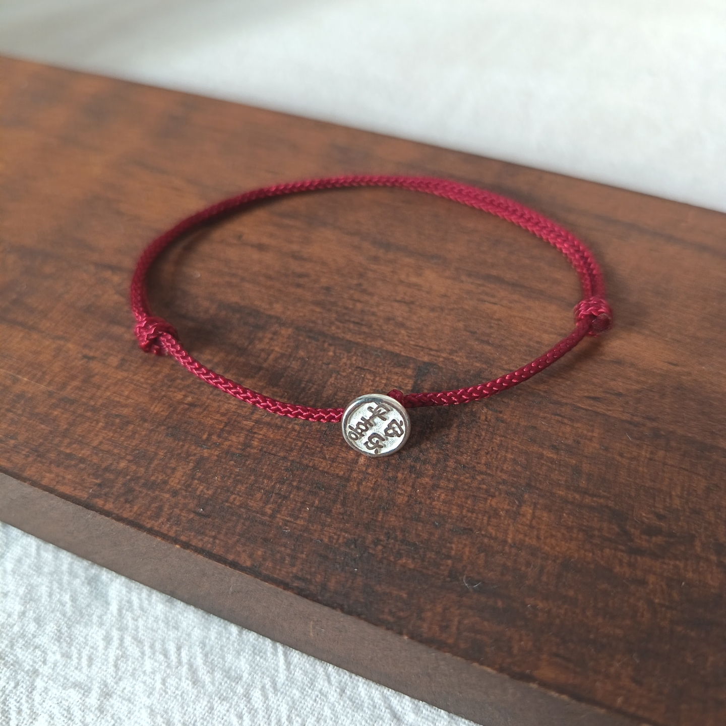 s925纯银小圆扣平安喜乐手链