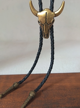 复古牛头皮革长款项链毛衣链