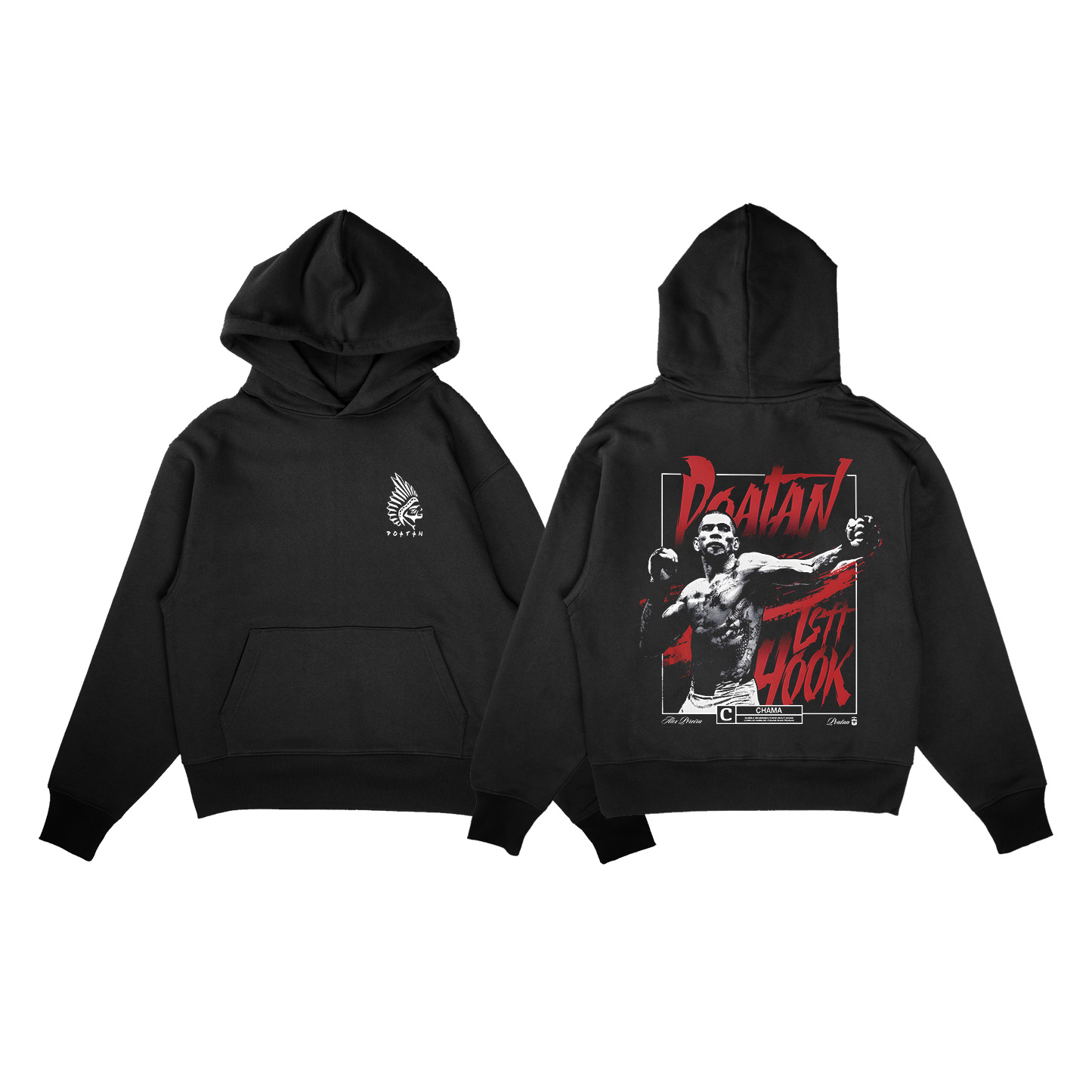 2025新版型UFC佩雷拉左勾拳350克抓绒印花直喷连帽卫衣MMA