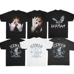 Drake公鸭新专辑iceman同款周边美式短袖纯棉夏季致敬MJ