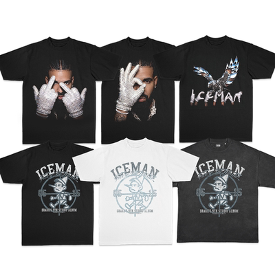 Drake公鸭新专辑iceman同款周边美式短袖纯棉夏季致敬MJ