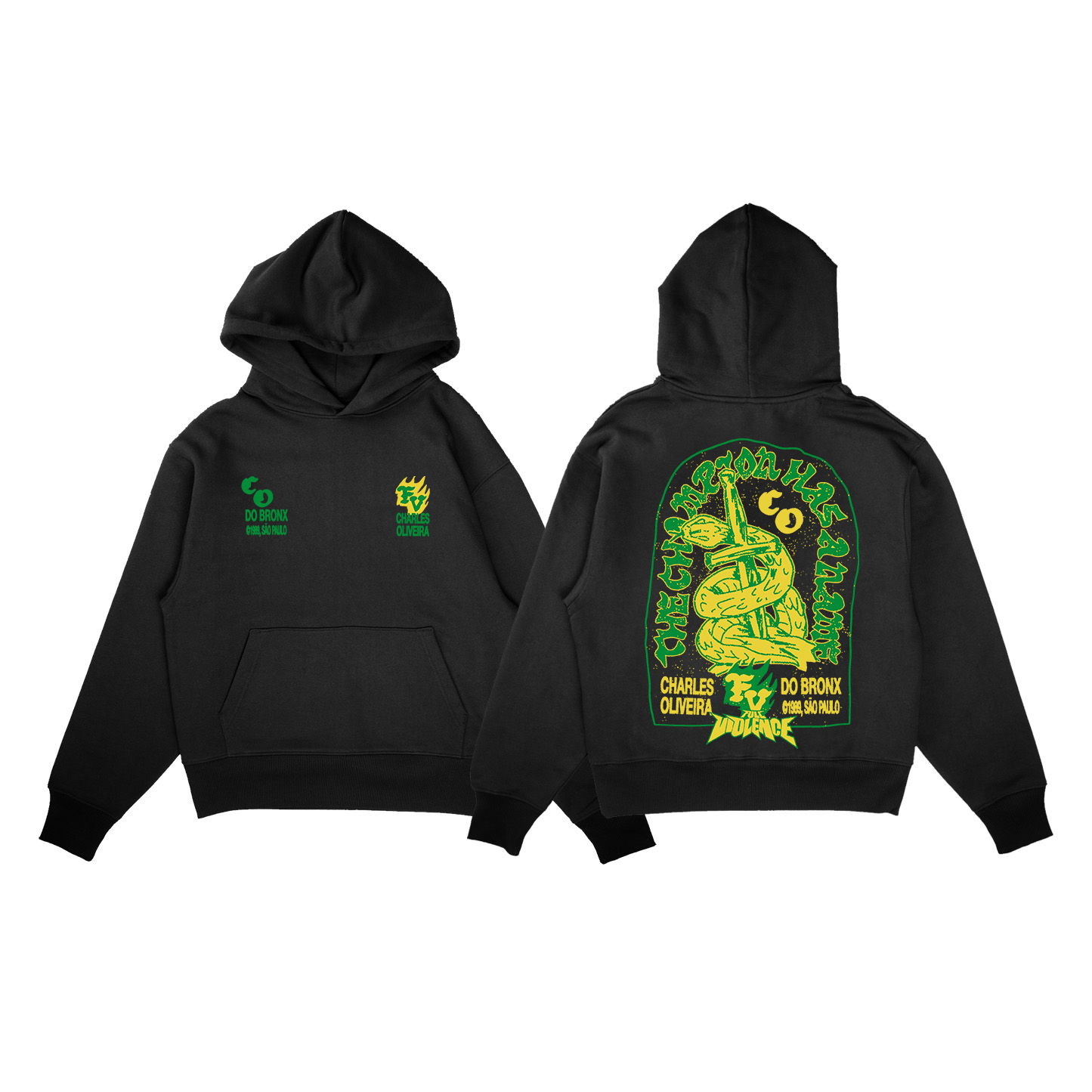 2025新版型UFC奥利维拉350克抓绒印花直喷连帽卫衣MMA