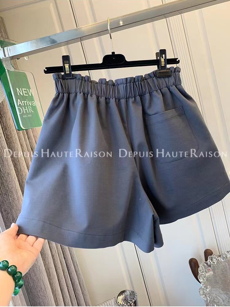 FAT MM PLUS SIZE 300 POUNDS SUMMER RETRO DOUBLE POCKET HIGH-WAISTED SHORTS WOMENS FLESH COVERING THIN LOOSE TIGHT WAIST WIDE-LEG PANTS