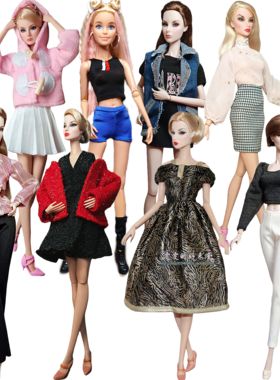 新品满包邮30CM6分女孩玩具洋娃娃换装衣服套装服饰裙子礼服配饰1