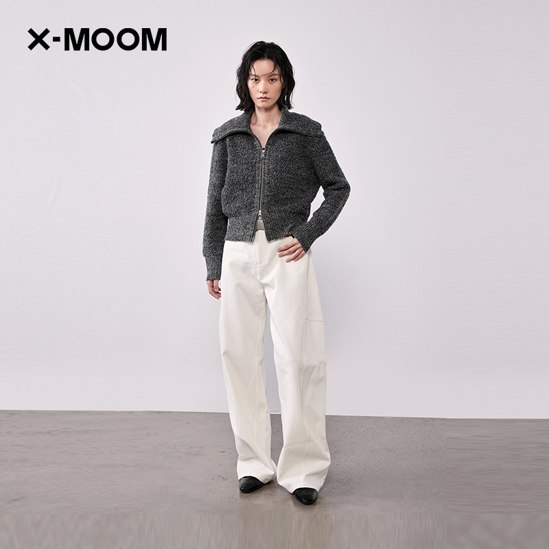 秋季新款羊毛大翻领拉链衫