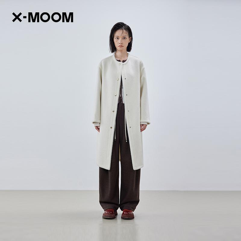 斜纹无领双面呢大衣X--MOOM