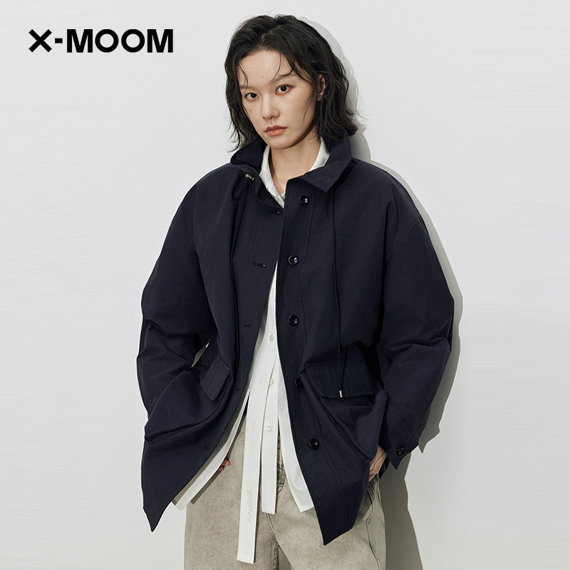 【商场同款】X--MOOM2026春季新款轻工装微皱廓形立领抽绳外套女,女装/女士精品,短外套,淘宝优惠券,粉丝福利购,淘宝优惠卷