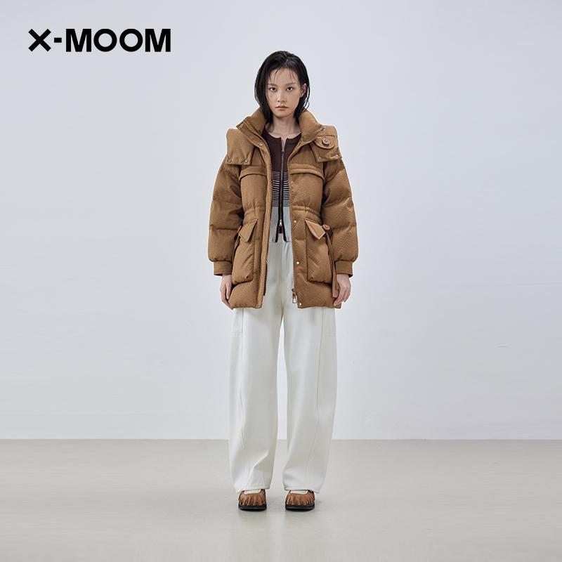 X--MOOM抽绳收腰连帽羽绒服