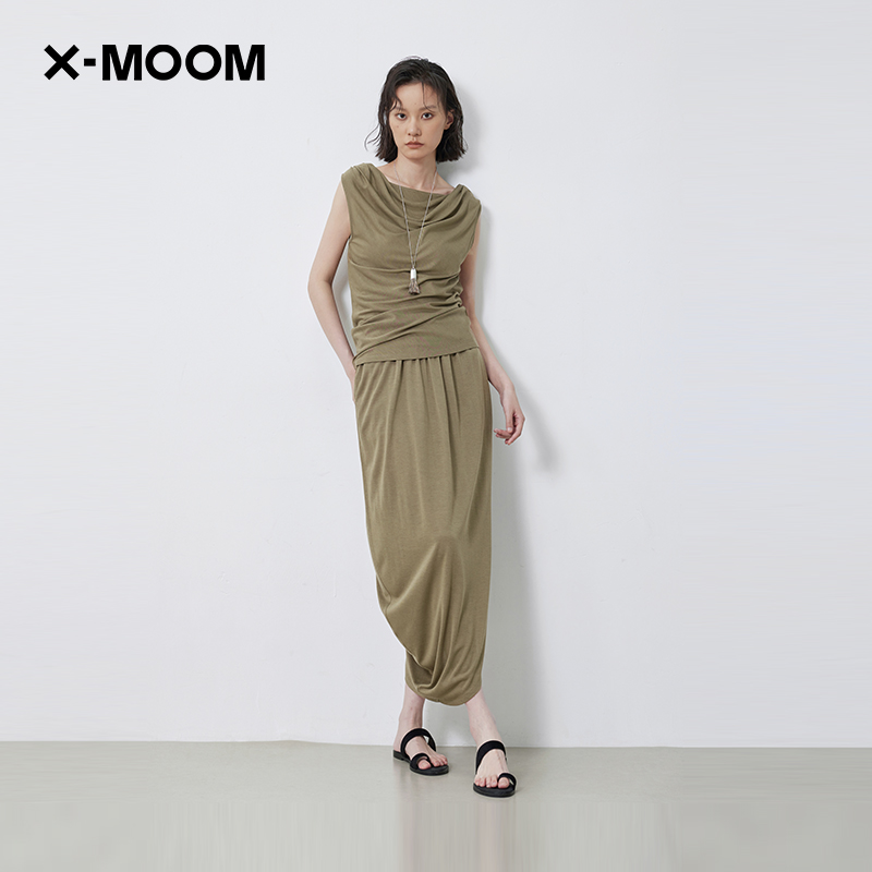 XMOOM天丝羊毛混纺荡领无袖T恤