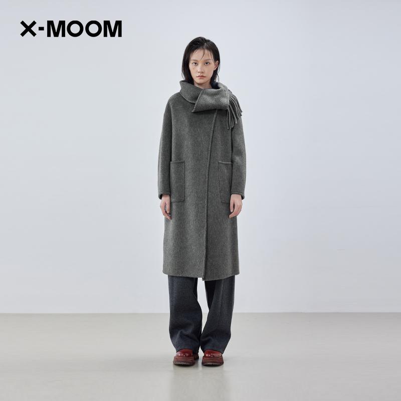 X--MOOM围巾款双面呢大衣