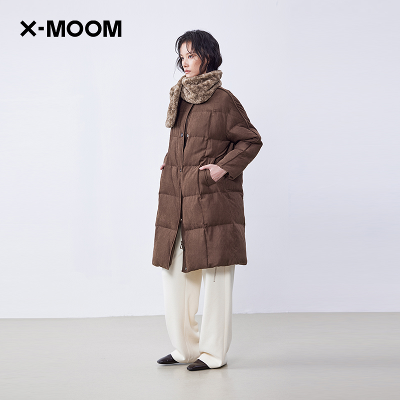 无领带围巾长款羽绒服