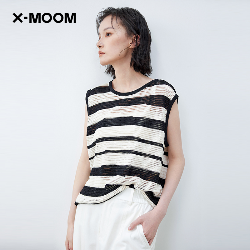 X--MOOM不规则条纹无袖针织衫