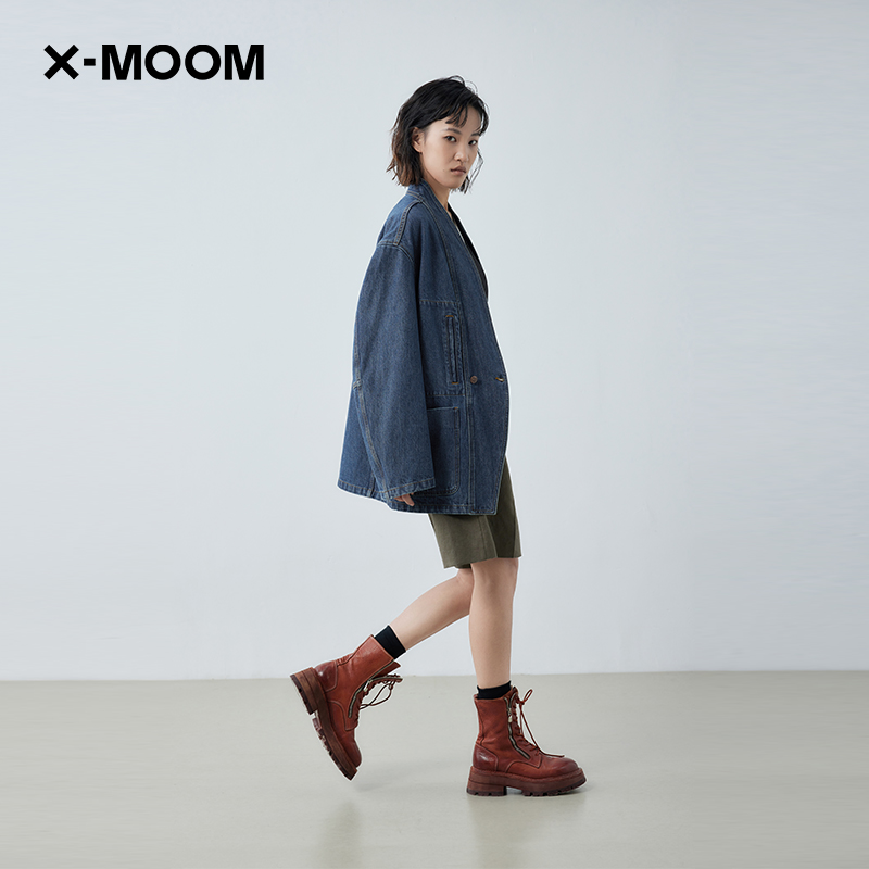 X--MOOM复古双排扣牛仔外套
