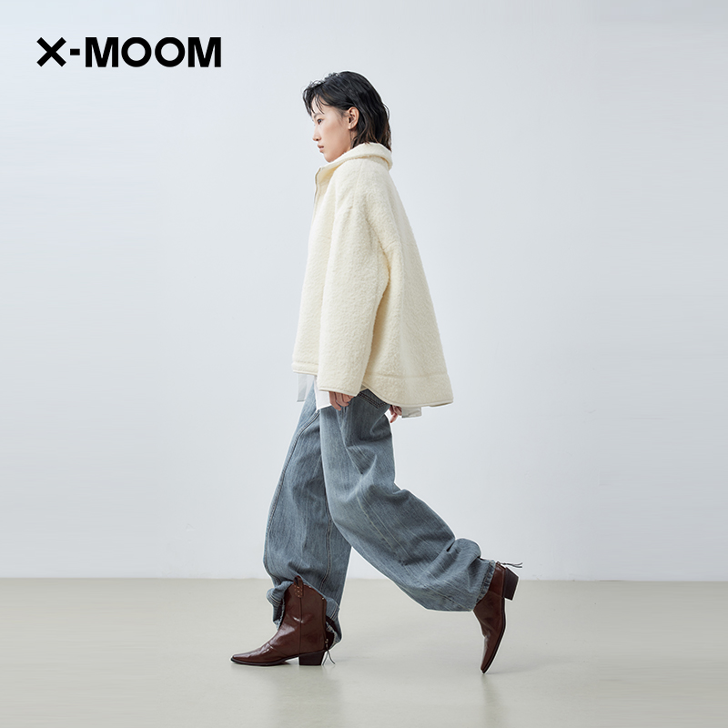 X--MOOM立领毛圈呢外套