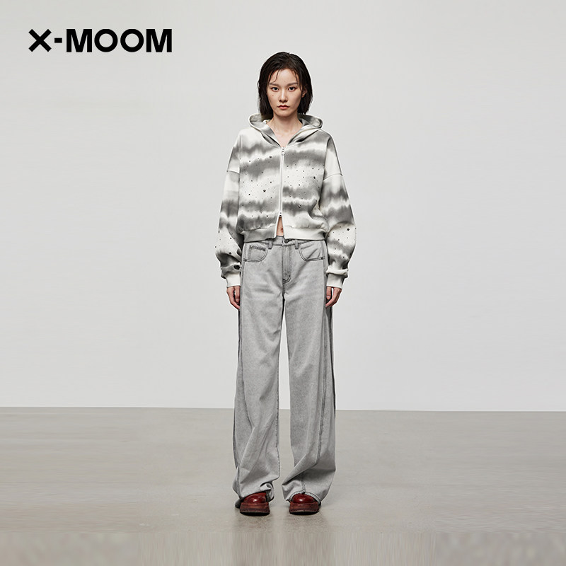 X--MOOM连帽拉链开衫卫衣外套