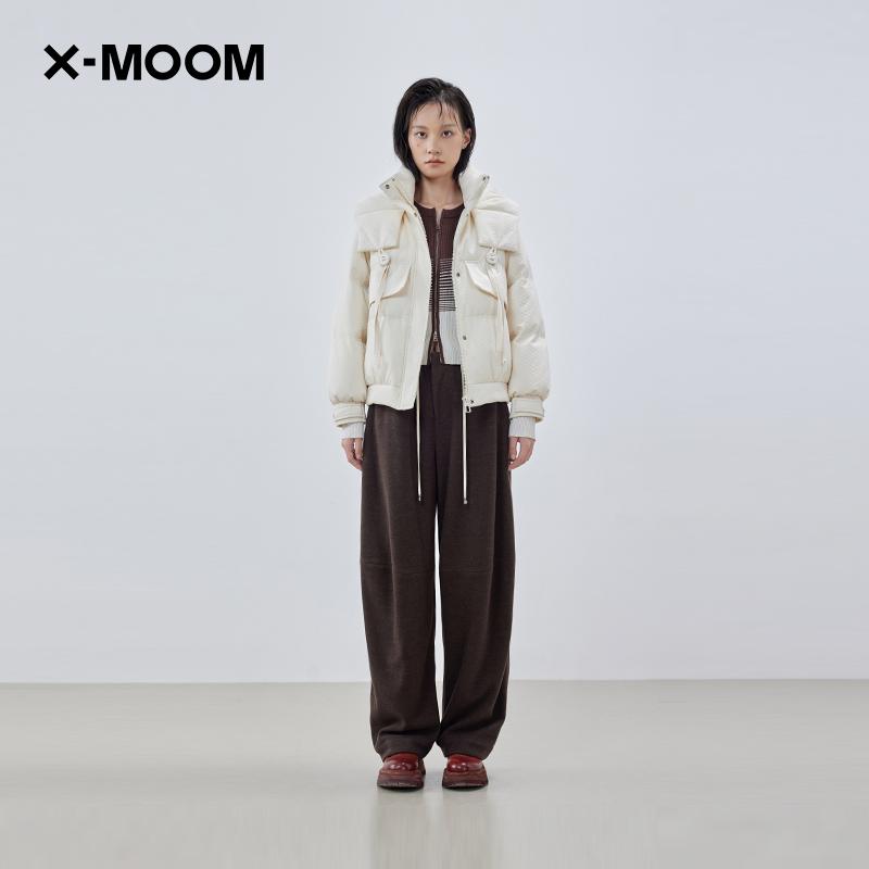 挺括肌理面料连帽羽绒服X--MOOM