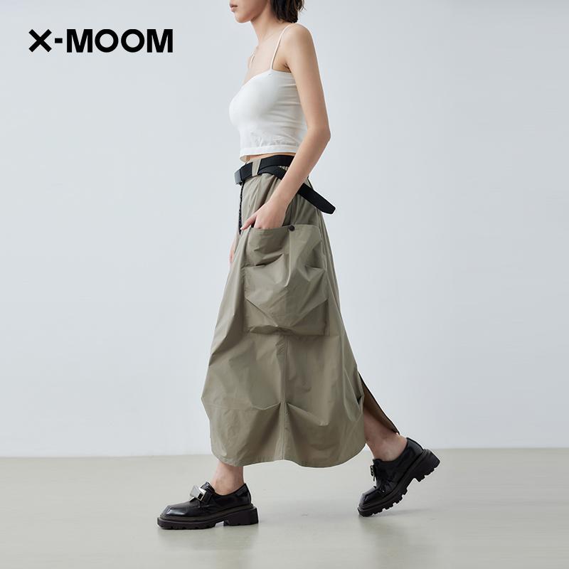 X--MOOM撞色风大立体袋长腰裙