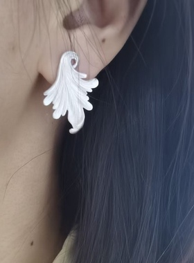 榴莲银饰 DURIAN 通体925银大耳钉复古新中式耳环国风耳饰