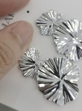 榴莲银饰 DURIAN 通体925银镀铑金荷叶大耳环原创设计感耳环耳饰