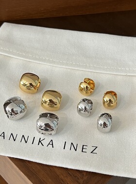 重工耳扣博主同款Annika通体925银镀铑金日常百搭耳环耳圈耳钉