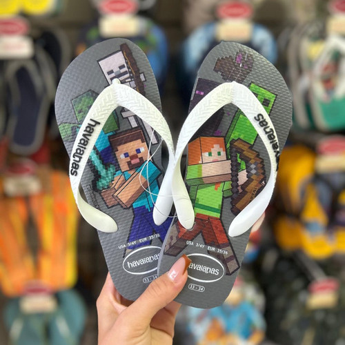 哈瓦那havaianas 我的世界儿童拖鞋男女童人字拖休闲沙滩夹脚凉拖